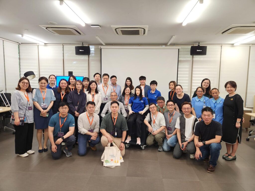 A 22-member team from the Hong Kong Sheng Kung Hui Welfare Council visited MWS Nursing Home – Yew Tee on 24 January 2024 where they got to meet Dexie (middle), a humanoid robot