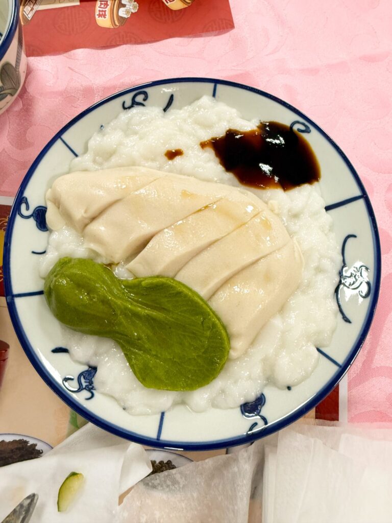 The soft-textured Hainanese chicken rice was a hit among the diners