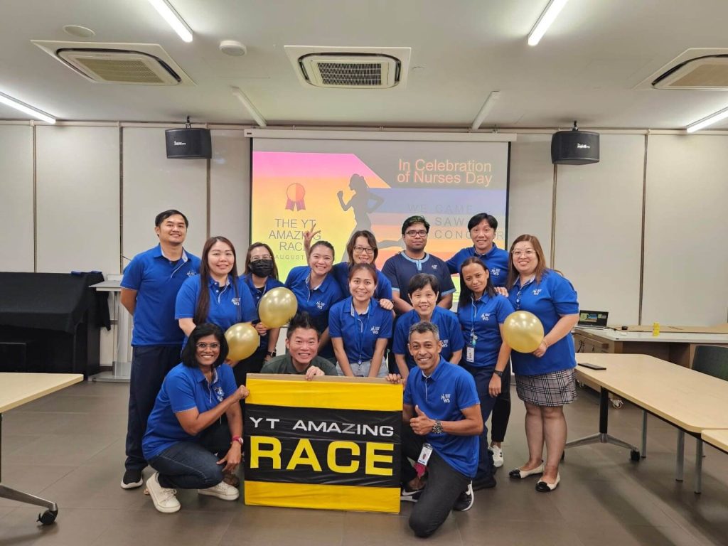Simon Lim, Head of MWS Nursing Home – Yew Tee (in grey), joined our nurses for an action-packed ‘YT Amazing Race’