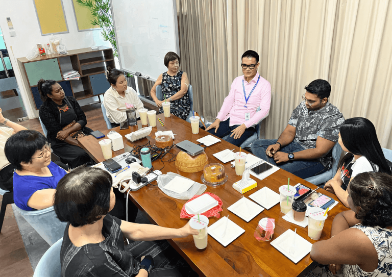 Visiting staff from MWS Family Support Programme to learn about their work on the ground