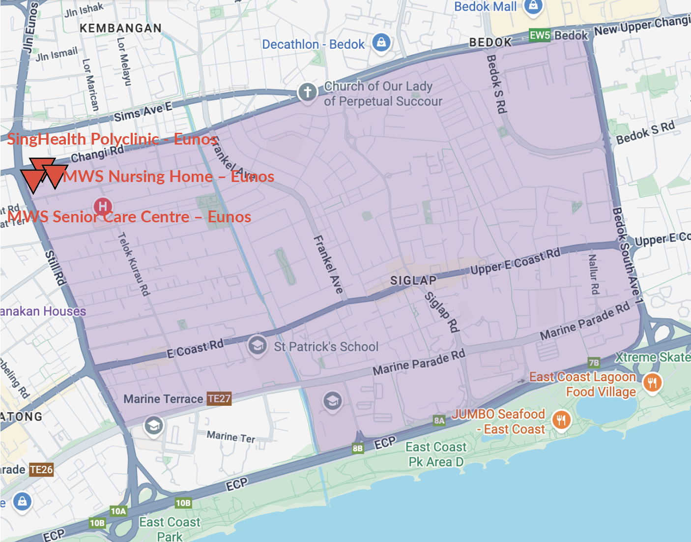 Bedok 3 Sub-Region (purple area in map