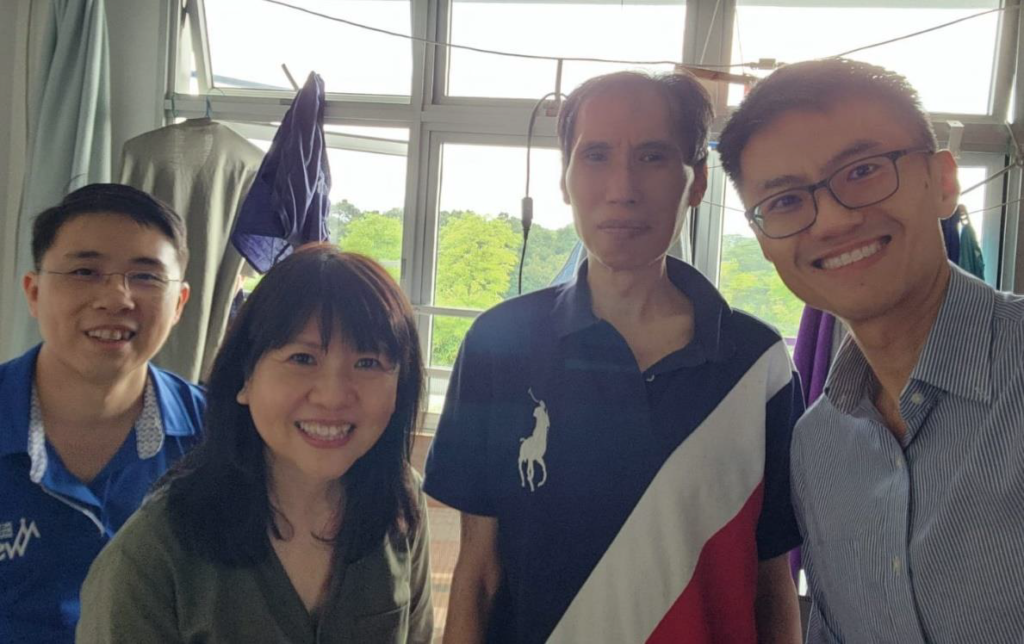 From left: Wei Chuan and Chiew Poh, with Kenneth and MWS volunteer Eugene Toh, during a home visit