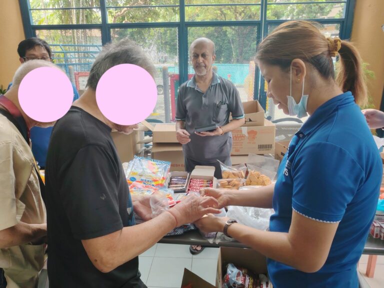 Residents purchasing necessities at the pop-up stall