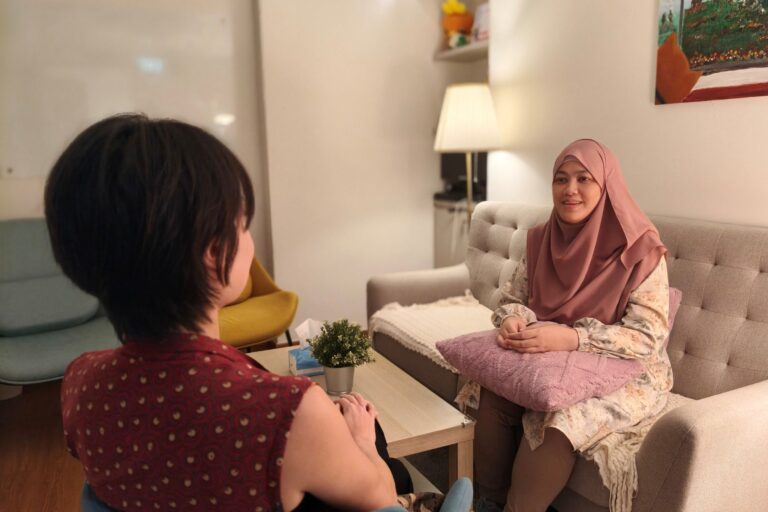 MWS social worker Raudhah during a counselling session