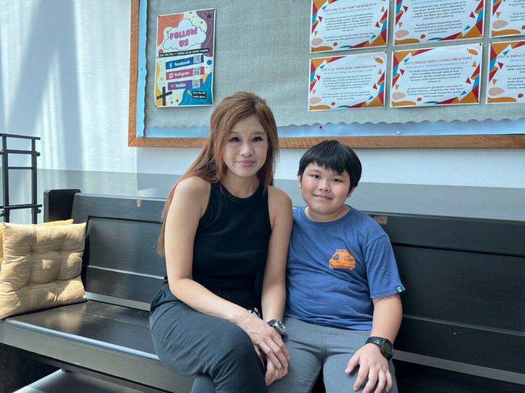 Yvonne Lai with her youngest son, Aloysius.